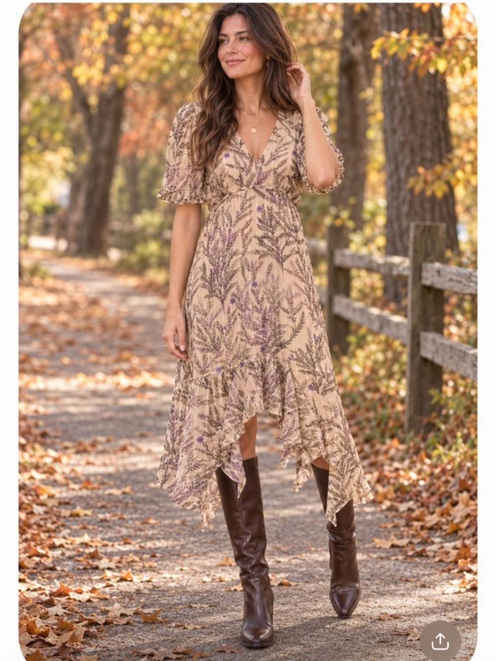 Sundance Lilac Springs Chiffon ruffle hem  Midi Dress
